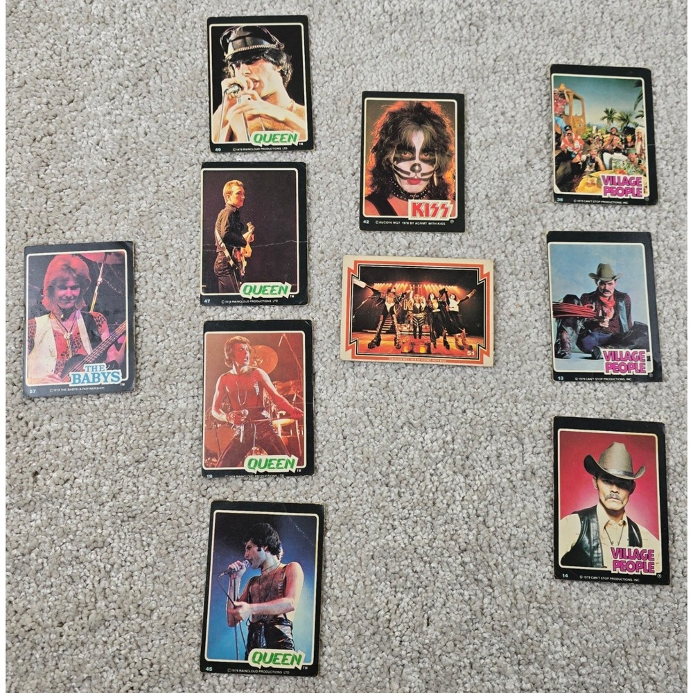 Aucoin Vintage Music‎ Trading Cards Lot 10 Queen KISS Village People 1978 1979